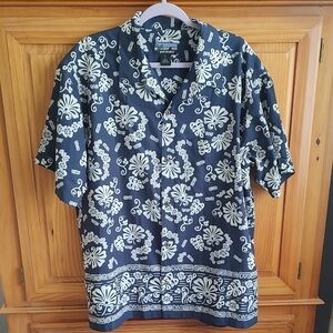 PATALOHA by Patagonia Hawaiian Shirt Men's XL 100% Cotton Navy Blue White